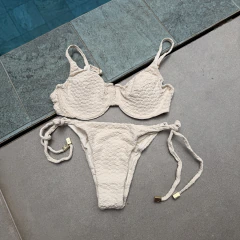 Conjunto Meia Taça- Laço Fino - Off white