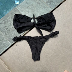 Conjunto Tomara que Caia Preto - Calcinha Frufru - comprar online