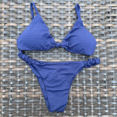 Conjunto Marinho- Top Nó e Calcinha Inteira Frufru