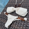 Conjunto Noronha Off white - Top tomara que caia com corrente e Calcinha inteira