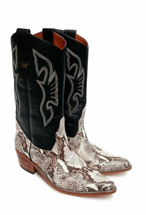 Botas Texanas Negras con Reptil