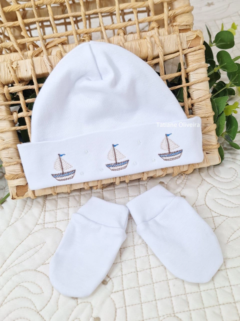 Touca de Bebê Recém Nascido - Touca Maternidade Bordada