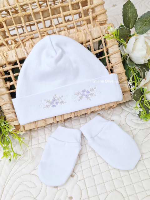 Touca de Bebê Recém Nascido - Touca Maternidade Bordada