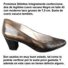 Zapatos Clásicos Stilettos Talle Grande (43) Cuero Vacuno Negro en internet