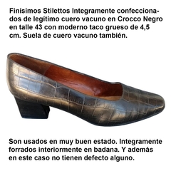 Zapatos Clásicos Talle Grande (43) Cuero Vacuno Crocco Negro. en internet
