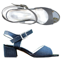 Sandalias de 5 cm de Taco de 1 Tira Ancha en Glitter Negro Talle 43 - comprar online