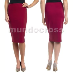 Elegante Sexy Pollera Tubo A La Rodilla De Lycra Bordo - comprar online