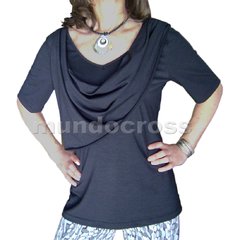 Original Remera Con Buche De Modal Negro En Talle Grande - comprar online