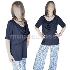 Original Remera Con Buche De Modal Negro En Talle Grande en internet