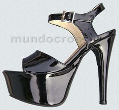 ALUCINANTES SANDALIAS CON PLATAFORMA EN CHAROL NEGRO 35 Al 40 - Mundocross