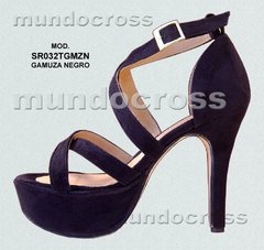 SANDALIAS PLATAFORMA TALLES GRANDES TIRAS CRUZADAS EN GAMUZA NEGRA - comprar online