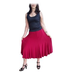 Finísima Pollera Larga En Seda Fría De Gajos Rojo Tomate - comprar online