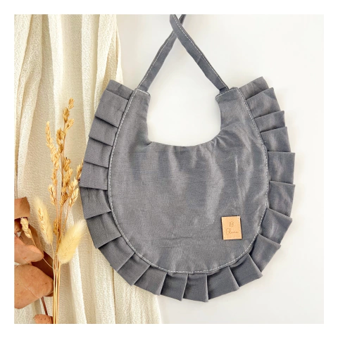 Babero volados - Tusor Gris Oscuro