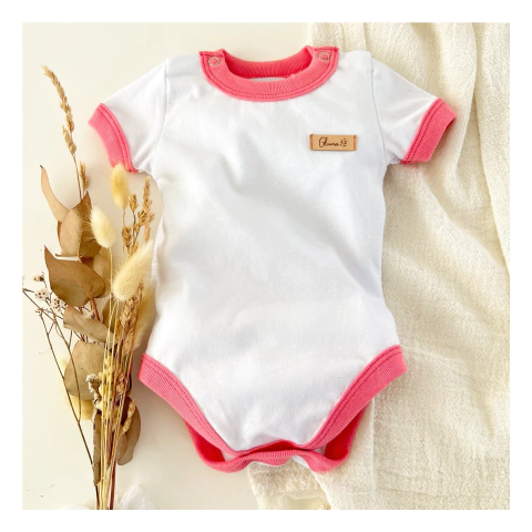 Body manga corta - Bassic Blanco & Coral