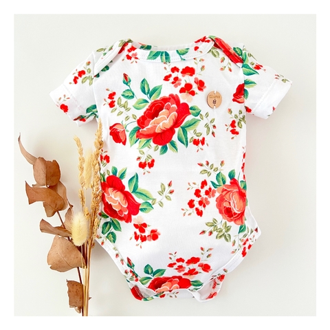 Body Manga Corta - Red Flowers -