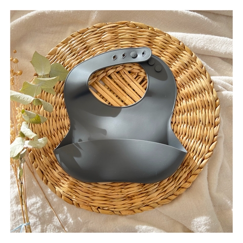 Babero Silicona - Gris Oscuro -