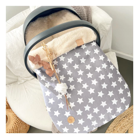 Porta Enfant Grey Stars con corderito Beige premium