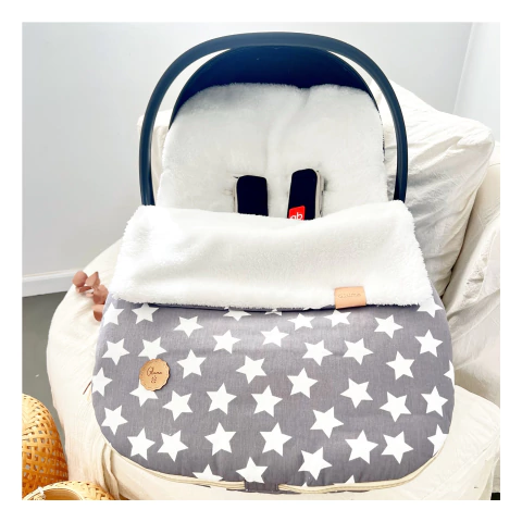 Porta Enfant Grey Stars con Corderito Blanco Premium