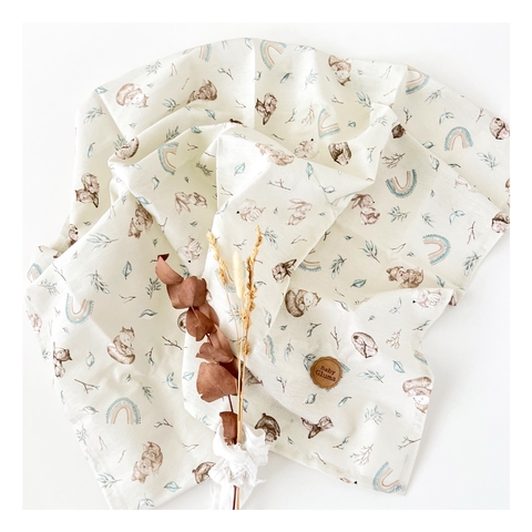 Mantita gasa rústica - Fox & Rainbows