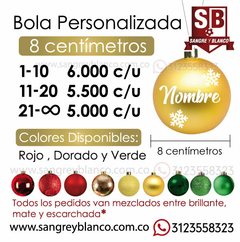 Bola Verde 8cm Navidad Personalizada - comprar online