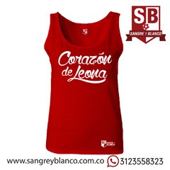 Camiseta/Esqueleto Mujer Corazón de Leona - Sangre y Blanco