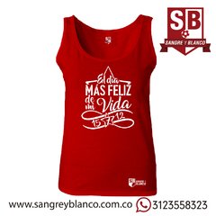 Camiseta/Esqueleto Mujer El día más Feliz de mi Vida - Sangre y Blanco