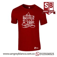 Camiseta Hombre El Día más Feliz de mi Vida - Sangre y Blanco