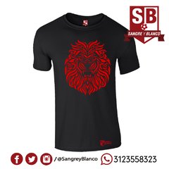 Camiseta Hombre León Tribal - Sangre y Blanco