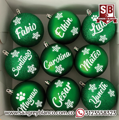 Bola Verde 8cm Navidad Personalizada