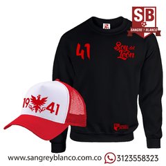 SACO NEGRO/ROJO + GORRA