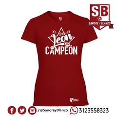 Camiseta/Esqueleto Mujer Soy León ,soy Campeón - Sangre y Blanco