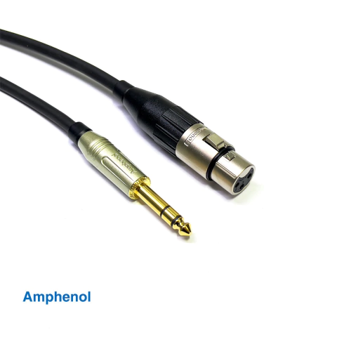 Cabo Balanceado P10 (TRS)/XLR Fêmea - Cabo Amphenol M2S (Smart Cable) e Conectores Amphenol ACPS-GN-AU/AC3F