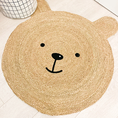 Alfombra Redonda de Yute en Forma de Oso