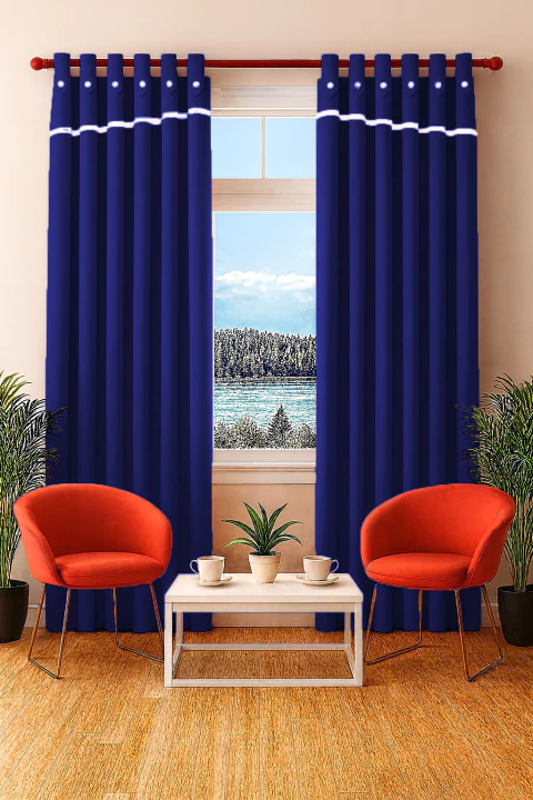 Cortina Tropical Boton Y Faldon En Vivo - Azul Marino - comprar online