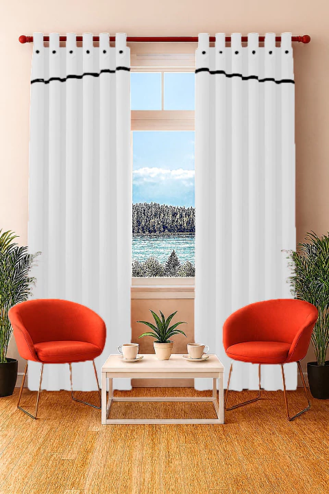 Cortina Tropical Boton Y Faldon En Vivo - Blanco - comprar online