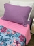Cubrecama Estampado Reversible - Flores / Aqua - Distrito Blanco