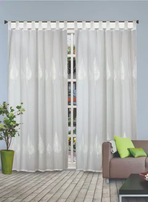 Cortina Voile Bordada 2,10 Mt - Hojas