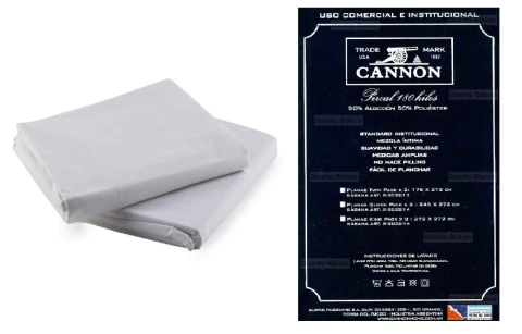 Pack x2 Sabanas Planas Cannon Hoteleras (180 Hilos) - Blanco