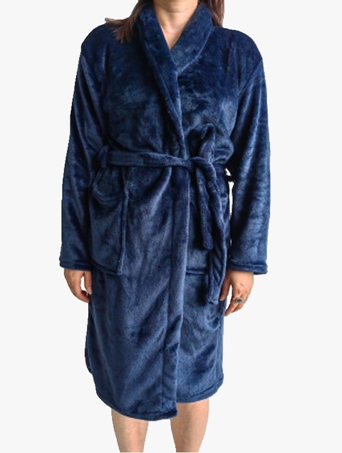 Bata Flannel Confort Lisa - Azul Marino - comprar online