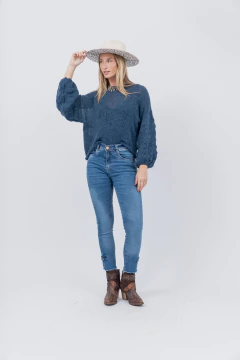 Sweater Manga Globo Azul Aero