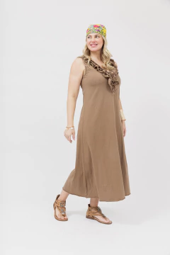 Vestido Largo Jabot Camel en internet