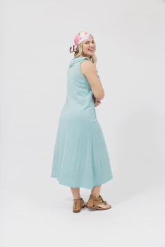 Vestido Largo Jabot Aqua en internet