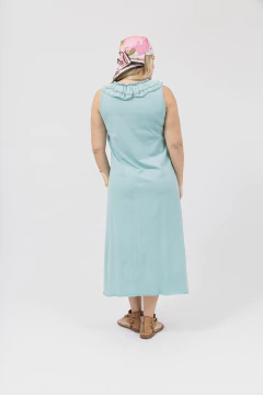 Vestido Largo Jabot Aqua - tienda online