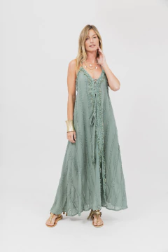 Vestido Largo Indie Verde Aqua - Betiana Bertolino