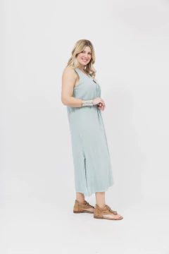 Vestido Largo Lino Aqua - Betiana Bertolino