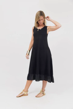 Imagen de Vestido Basico Largo con volado en el bajo Negro