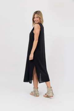 Vestido Largo Lino Negro en internet