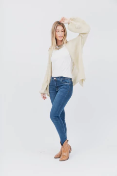 Saco Manga Globo Bordado Margaritas Soga