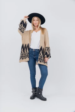 Saco Pampa Manga Globo Camel y Negro - Betiana Bertolino