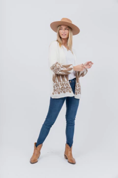 Saco Pampa Manga Globo Crudo y Camel - tienda online